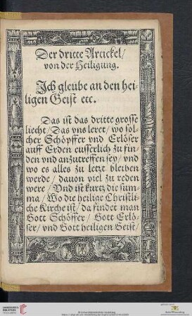 Der dritte Artickel / von der Heiligung