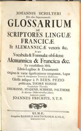 Glossarium ad scriptores linguae Francicae et Alemannicae veteris