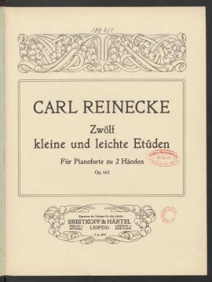 Zwölf keine und leichte Etüden für Pianoforte zu 2 Händen op. 162