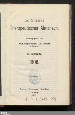 35.1908: G. Becks therapeutischer Almanach