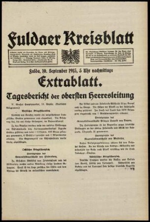 Ausgabe vom Freitag, den 10. September 1915.