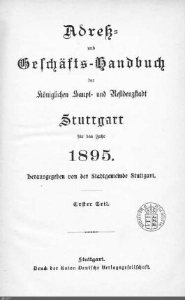 1895: Stuttgarter Adressbücher, 1895