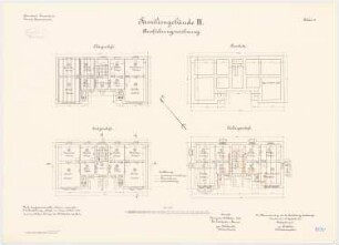 Pionierkaserne, Graudenz Familienwohnhaus III: Grundriss Fundamente, Keller, Erdgeschoss, Obergeschoss 1:100