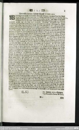 N.1. Der erste Reichs-Lehen-Brieff de Anno 1414