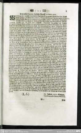 N.1. Der erste Reichs-Lehen-Brieff de Anno 1414