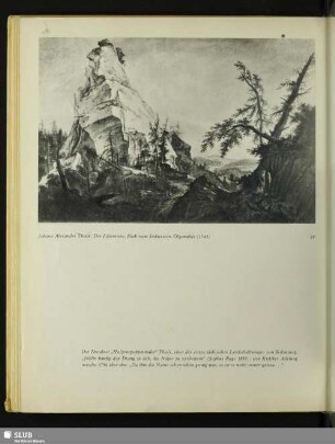 Johann Alexander Thiele: Der Lilienstein, Blick vom Südwesten. Ölgemälde (1742)