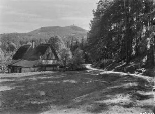 Oybin : Oybin. Blick Richtung Hochwald, Bauernhaus am Waldweg
