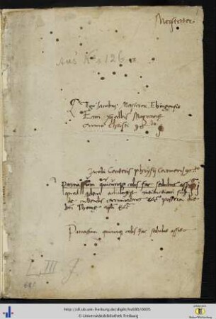 [1r] Besitzvermerke von Jakob Merstetter (1470-1512).