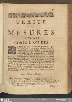 Traité Des Mesures Pour Les Corps Liquides