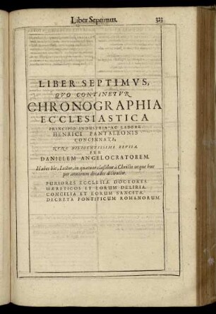 Liber Septimus, Quo Continetur Chronographia Ecclesiastica [...]