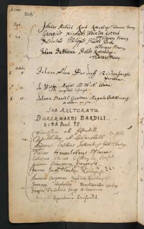 Winterhalbjahr 1680/1681. Rektorat Burkhard Bardili