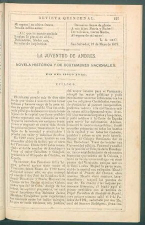 La juventud de Andrés. : Novela histórica y de costumbres nacionales. Fin del siglo XVIII. Epíogo.