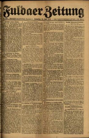 Erste Ausgabe vom Samstag, den 12. Juli 1919.