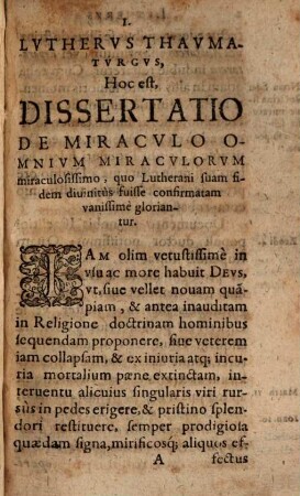Laurentii Foreri Lutherus Thaumaturgus omnibus Lutheranis strenae loco donatus
