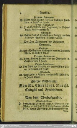 Zweyte Abtheilung. Von Sr. Churfürstlichen Durchl. Collegiis und Expeditionen