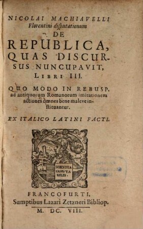 Disputationum de Republica ... Libri 3