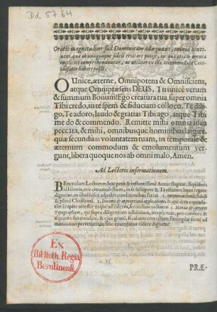Ad Lectoris informationem.
