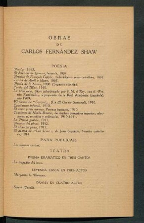 Obras de Carlos Fernández Shaw