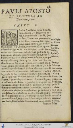 PAULI APOSTOLI EPISTOLA AD Timotheum prima