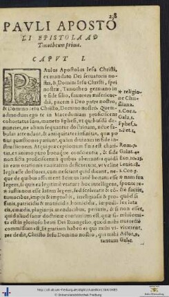 PAULI APOSTOLI EPISTOLA AD Timotheum prima