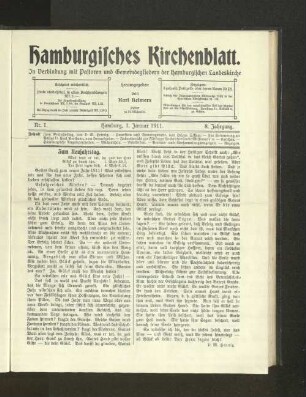 Nr. 1. Hamburg, 1. Januar 1911. 8. Jahrgang.