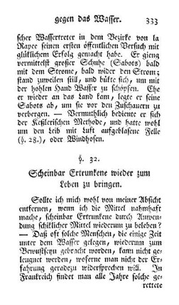 §. 32. Scheinbar Ertrunkene wieder zum Leben zu bringen.
