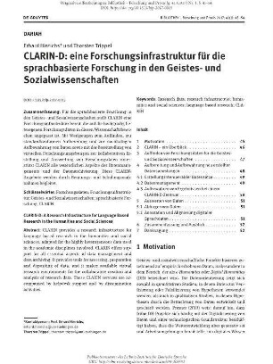 CLARIN-D: eine Forschungsinfrastruktur für die sprachbasierte Forschung in den Geistes- und Sozialwissenschaften