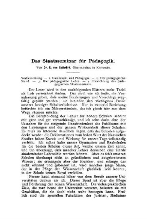 Das Staatsseminar für Pädagogik