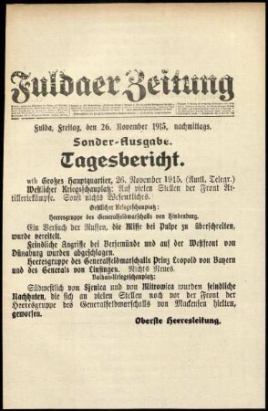 Ausgabe vom Freitag, den 26. November 1915.