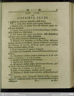 Cap. XVIII. De Oneribus Feudi