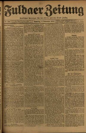Erste Ausgabe vom Samstag, den 04. Dezember 1920.