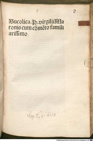 Bucolica P. Virgilii Maronis : cum commento