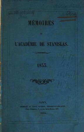 Mémoires de l'Académie de Stanislas, 1853