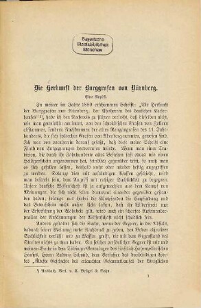 Die Herkunft der Burggrafen von Nürnberg : eine Replik
