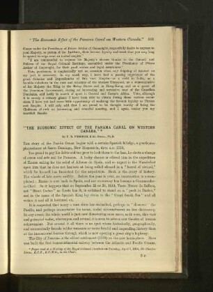 "The Economic Effect Of The Panama Canal On Western Canada."
