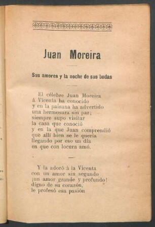 Juan Moreira, sus amores y la noche de sus bodas