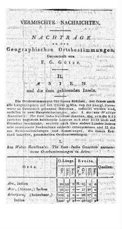 Nachträge zu den Geographischen Ortsbestimmungen / gesammelt von F. G. Götze