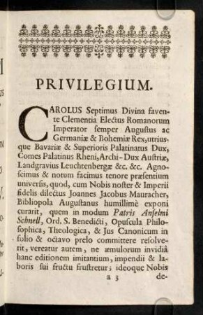 a3r-a4v, Privilegium