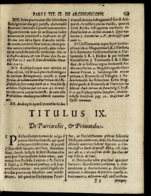 Titulus IX. De Patriarchis, & Primatibus