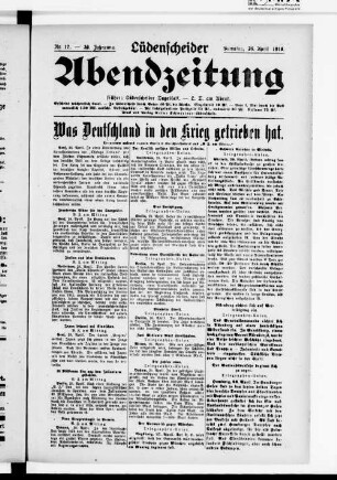 Lüdenscheider Abendzeitung : früher Lüdenscheider Tageblatt