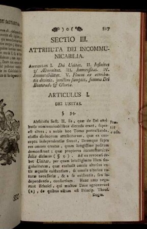 Sectio III. Attributa Dei Incommunicabilia.