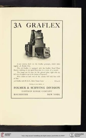 Folmer & Schwing Division, Eastman Kodak Company [3A Graflex Camera]