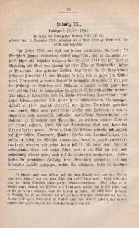 Ludwig IX., Landgraf, 1768 - 1790