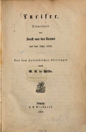Lucifer : Trauerspiel ... aus dem Jahre 1654