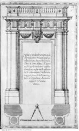 Della trasportatione dell'obelisco Vaticano et delle fabriche di Nostro Signore Papa Sisto V. / fatte dal Cavallier Domenico Fontana. Libro Primo, Folio 66.2.: Palazzo Lateranense, Nordfassade, Detail: Portalrahmung