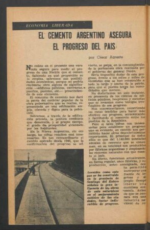 El cemento argentino asegura el progreso del país : Economía liberada