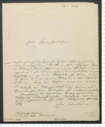 Brief von Johann Friedrich von Cotta von Cottendorf an Adelbert von Chamisso