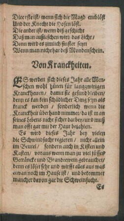 Von Kranckheiten.