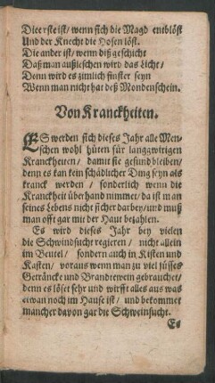 Von Kranckheiten.