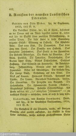 B. Revision der neuesten Lausitzischen Literatur